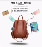 Stylish anti-theft leather backpack