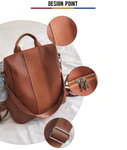 Stylish anti-theft leather backpack