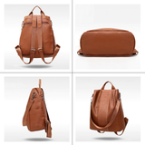 Stylish anti-theft leather backpack