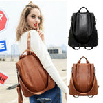 Stylish anti-theft leather backpack